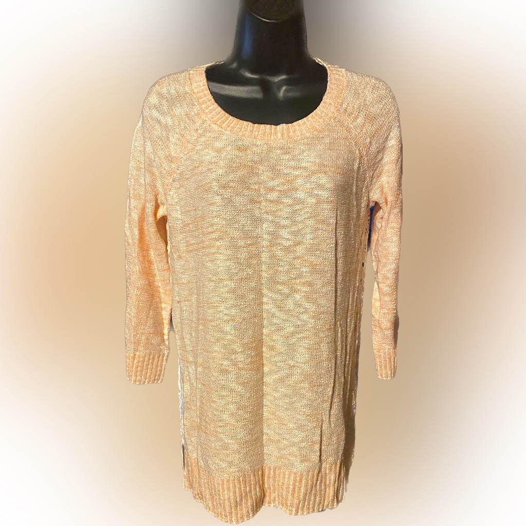 3/4 Length Sleeve Sweater W/ Crochet Back & Side Bottom Slits By Cupid